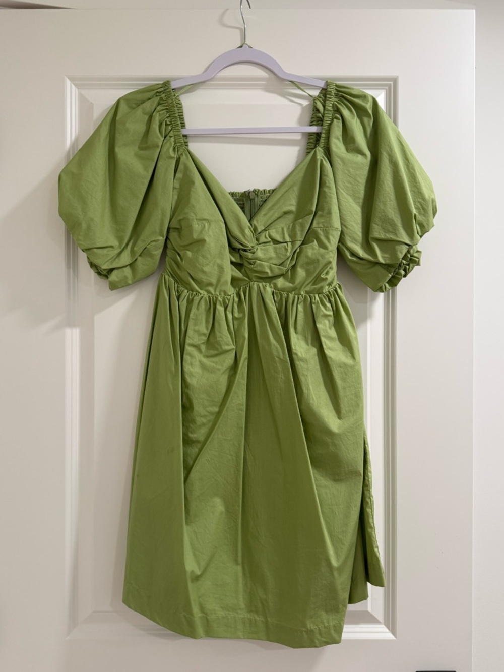 En Saison | Green Puff Sleeve Babydoll Mini Dress | Size XS
